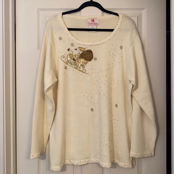 Quacker Factory Sweaters - Quaker Factory Christmas sequined creme sweater!